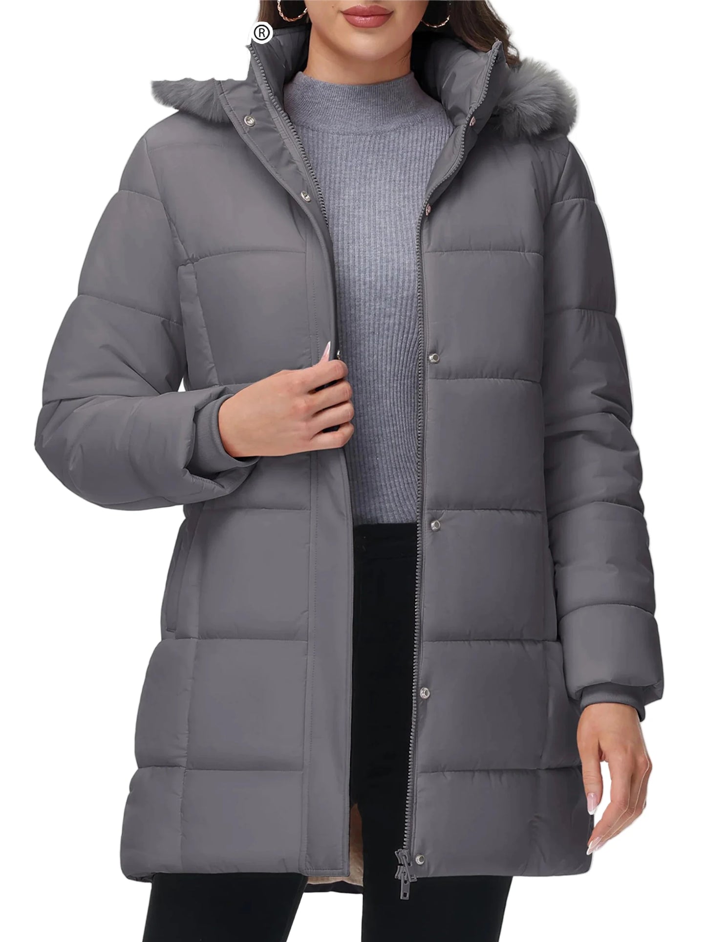 Damen Winter Steppmantel mit Kapuze – Modischer langer Pufferjacke für Alltag & Outdoor