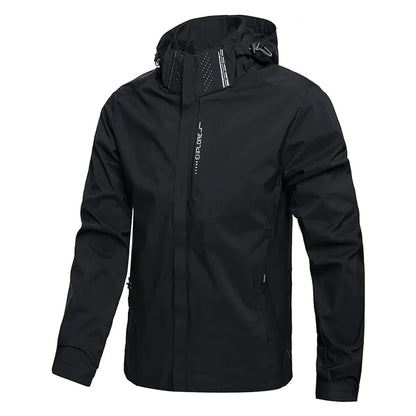 Unisex outdoor jacket with hood, zipper & adjustable cuffs