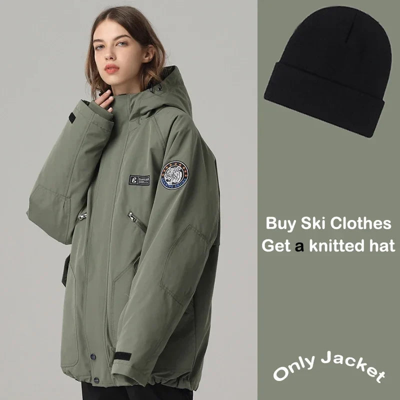 Unisex winter jacket with hood for snow & sports - multicolored