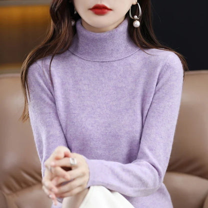 Women's turtleneck sweater made of soft material long sleeves in various colors