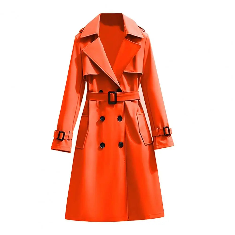 Eleganter Damen Trenchcoat mit Gürtel und Doppelreiher, langer Mantel für Übergang