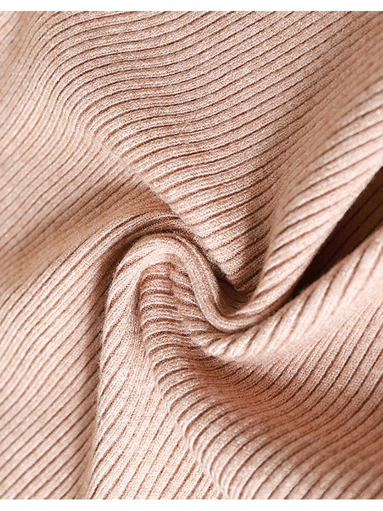 Ribbed women's basic long-sleeved turtleneck sweater