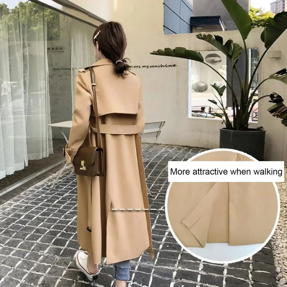 Eleganter Damen Trenchcoat mit Gürtel und Doppelreiher, langer Mantel für Übergang