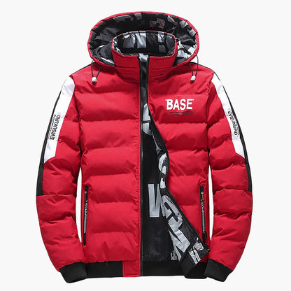 Men's Winter Quilted Jacket BASE Streetwear Hoodie Transitional Jacket Casual