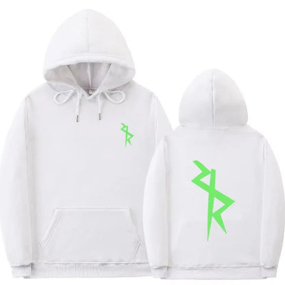Unisex Kapuzenpullover mit Kängurutasche und neongrünem/rotem Aufdruck