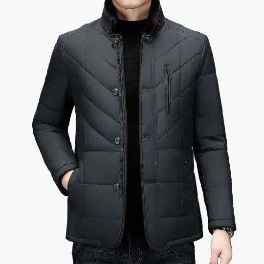 Men's Stand Collar Business Jacket – Elegant Winter Short Parka for Everyday & Office