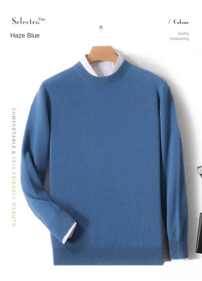 Men's Crew-Neck Sweater, Long-Sleeve, Made of Soft Material
