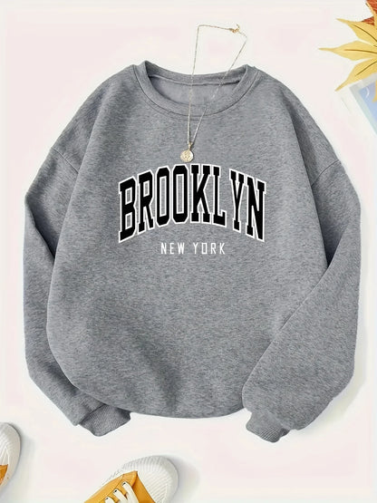 Unisex sweatshirt with Brooklyn New York print, crew neck