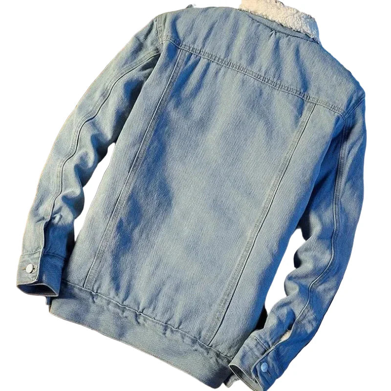 Men's casual jacket with faux sheepskin collar – fashionable transitional jacket for everyday and leisure use