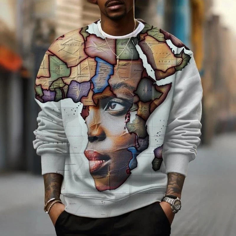 Men's crew-neck sweatshirt with graphic print, long-sleeved