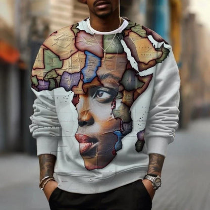Men's crew-neck sweatshirt with graphic print, long-sleeved