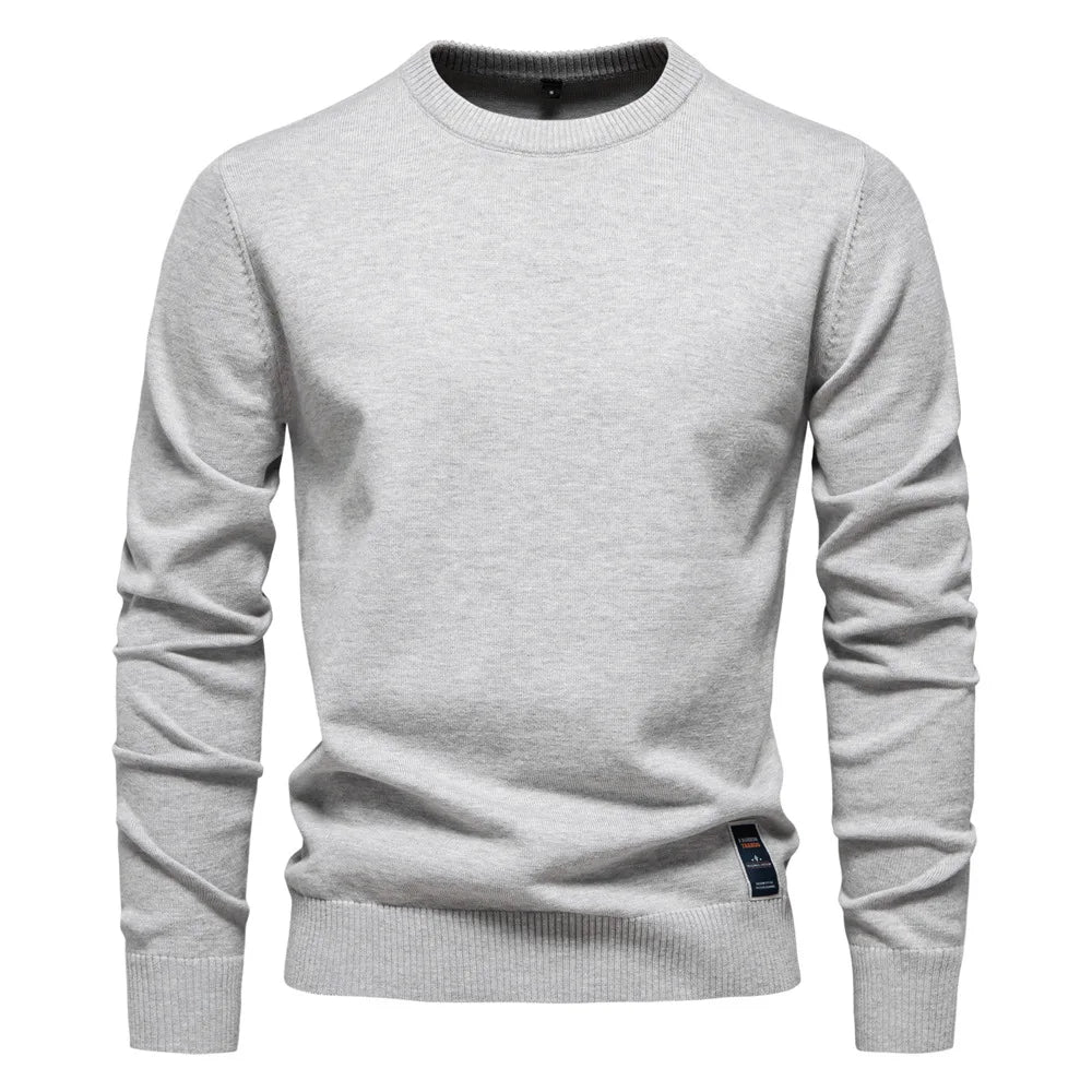 Herren Pullover Rundhals Langarm Strickpullover Einfarbig