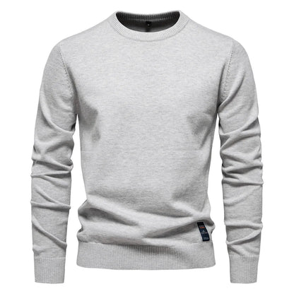 Herren Pullover Rundhals Langarm Strickpullover Einfarbig