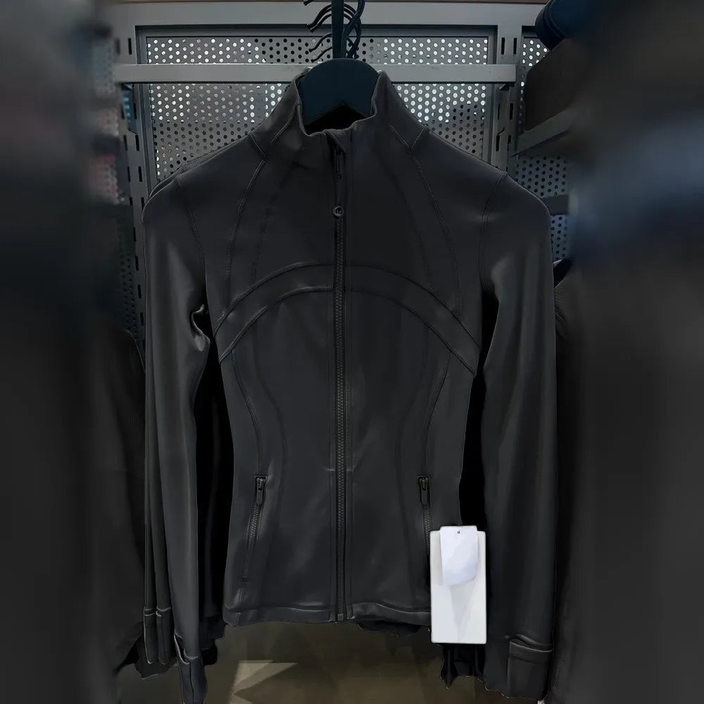 Damen Sportjacke mit Reißverschluss Stehkragen Slim Fit