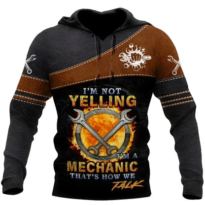 Hoodie mit Mechaniker-Thema und Grafikdruck, verschiedene Designs