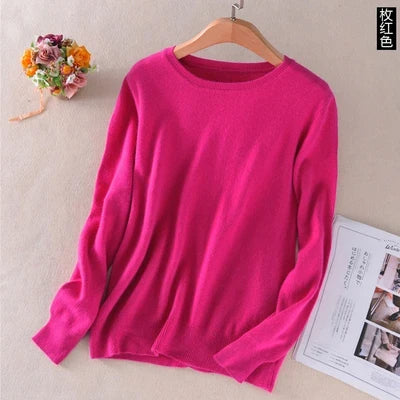 Women's Crew Neck Long-Sleeve Basic Knit Sweater in Many Colors