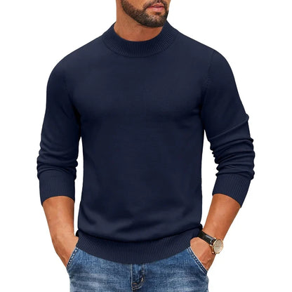 Herren Rollkragenpullover Langarm Feinstrick Mock Neck Pullover