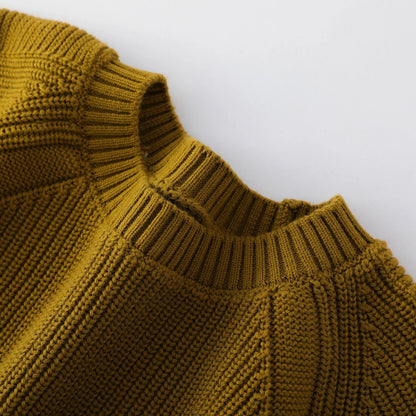 Unisex Long-Sleeve Ribbed-Knit Crew-Neck Casual Top