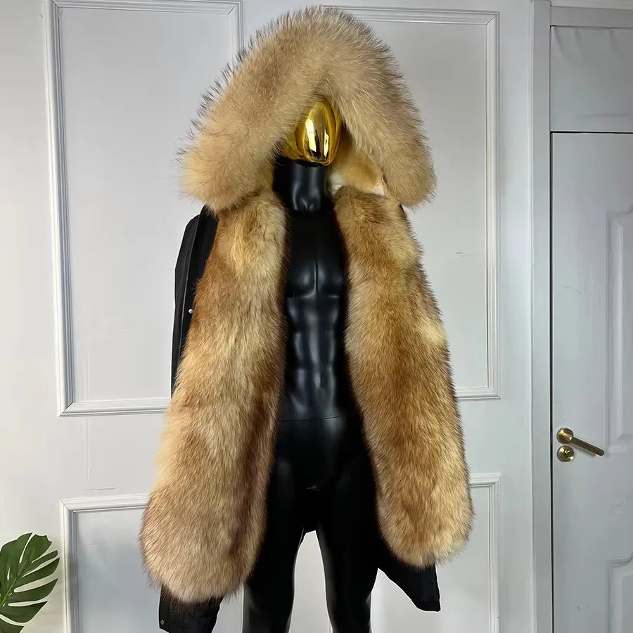 Parka mit Kunstfellfutter und Kapuze, Schwarz