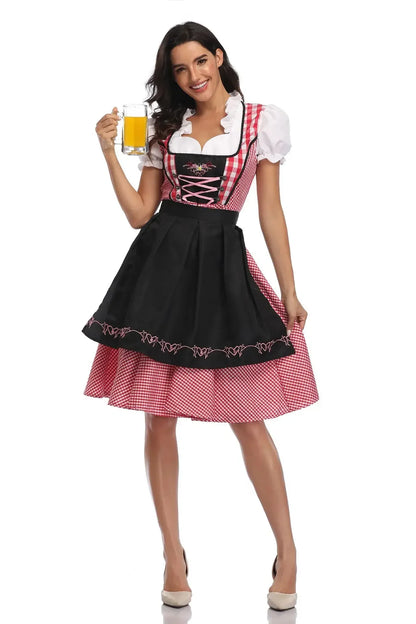 Traditional Women’s Checked Dirndl Dress