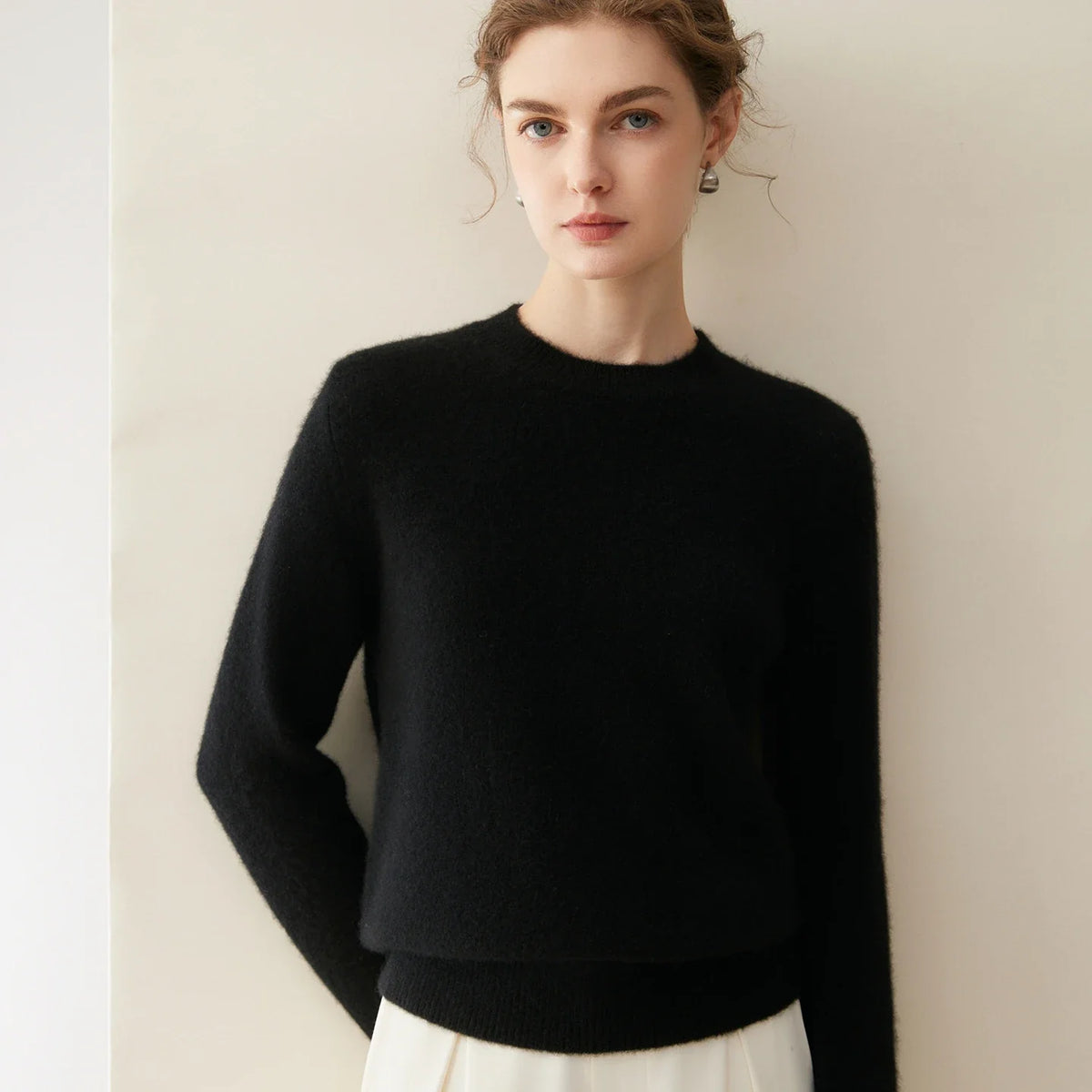 Damen Pullover Rundhalsausschnitt Langarm Weiches Material