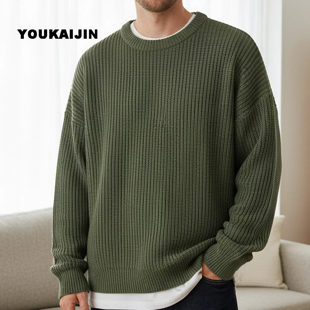 Men's chunky-knit sweater, crew neck, relaxed fit