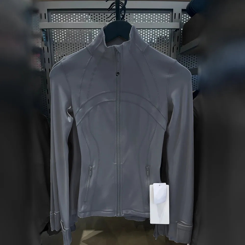 Damen Sportjacke mit Reißverschluss Stehkragen Slim Fit