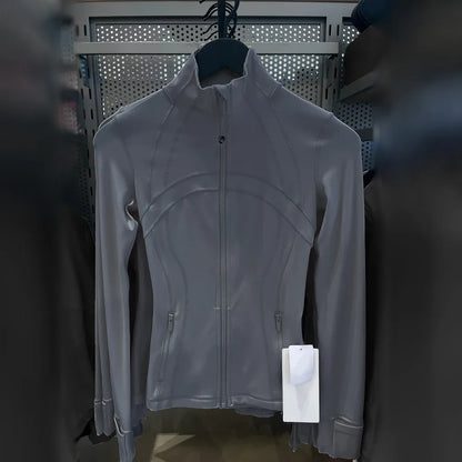 Damen Sportjacke mit Reißverschluss Stehkragen Slim Fit