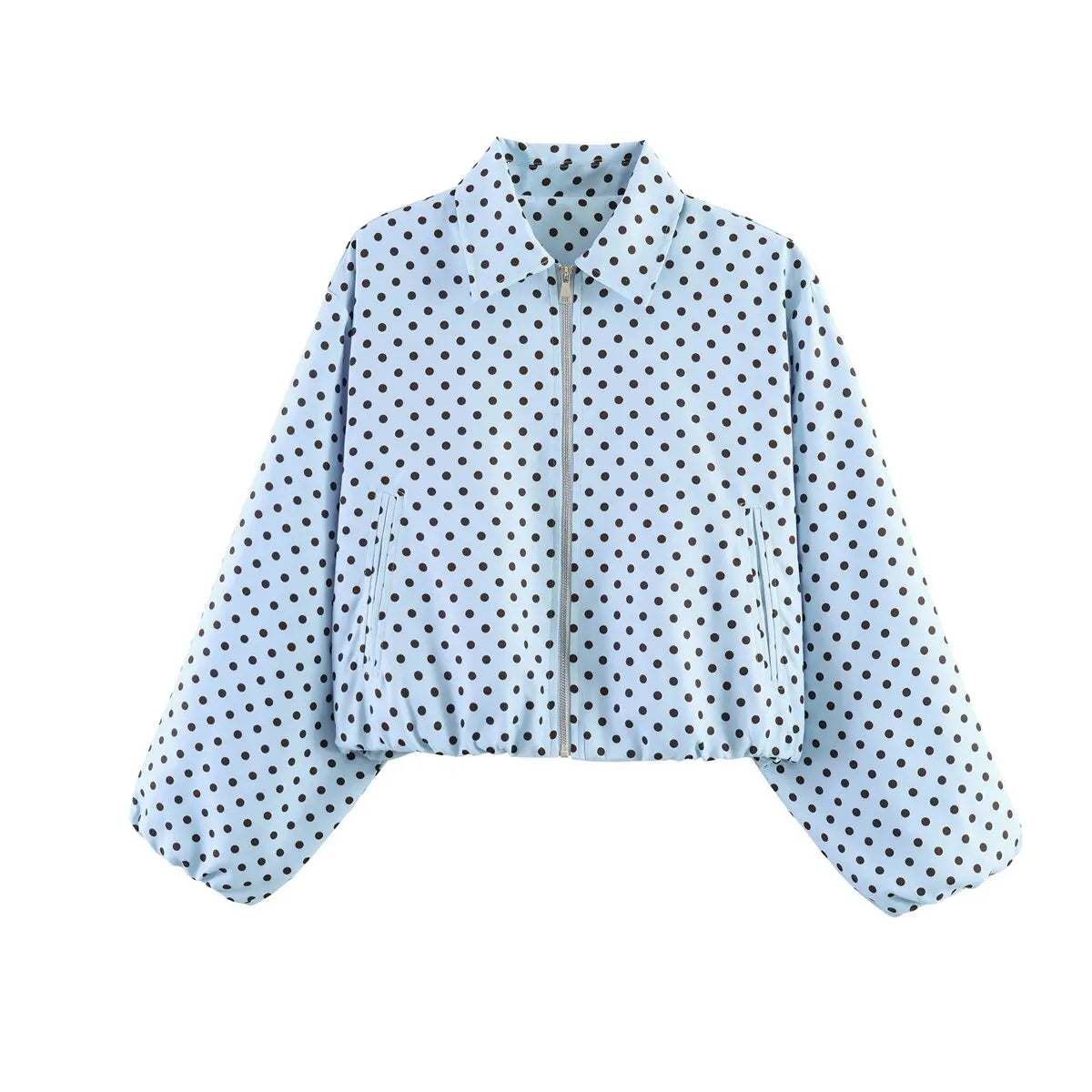 Women's cropped bomber jacket with zipper & collar