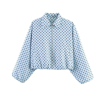 Women's cropped bomber jacket with zipper & collar