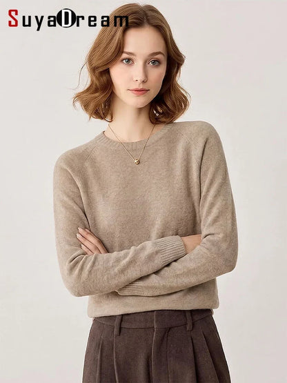 Women's Crew-Neck Sweater Long-Sleeve Basic Knit Sweater