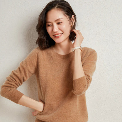 Women's Crew Neck Fine-Knit Long-Sleeve Sweatshirt