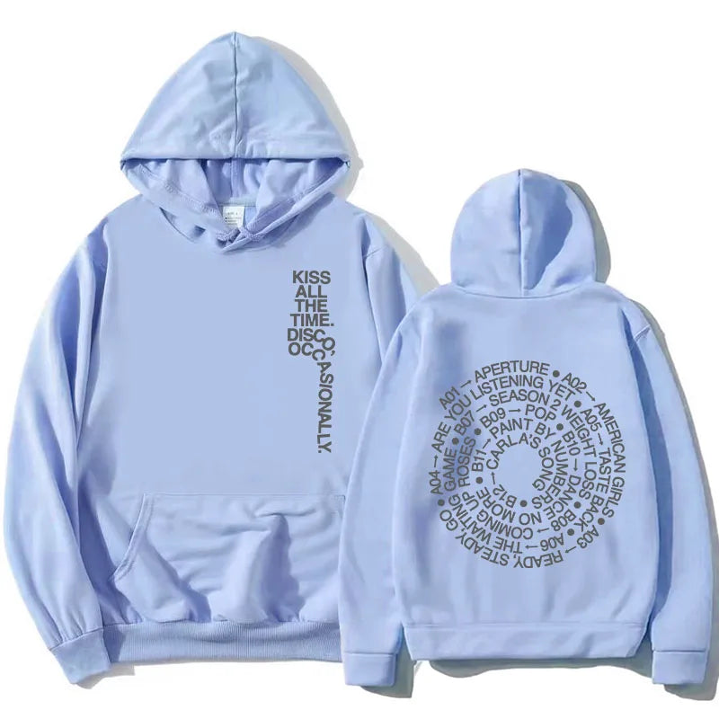 Unisex hoodie with hood, kangaroo pocket, and lettering