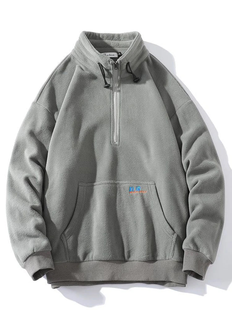 Unisex Fleecejacke mit Stehkragen und Reißverschluss