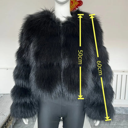Damen Kurzjacke mit Kunstfell im Stufen-Design