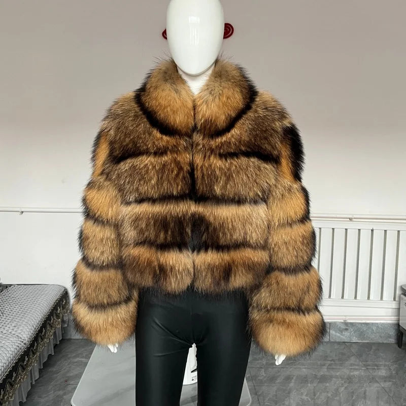Damen Kurzjacke mit Kunstfell im Stufen-Design