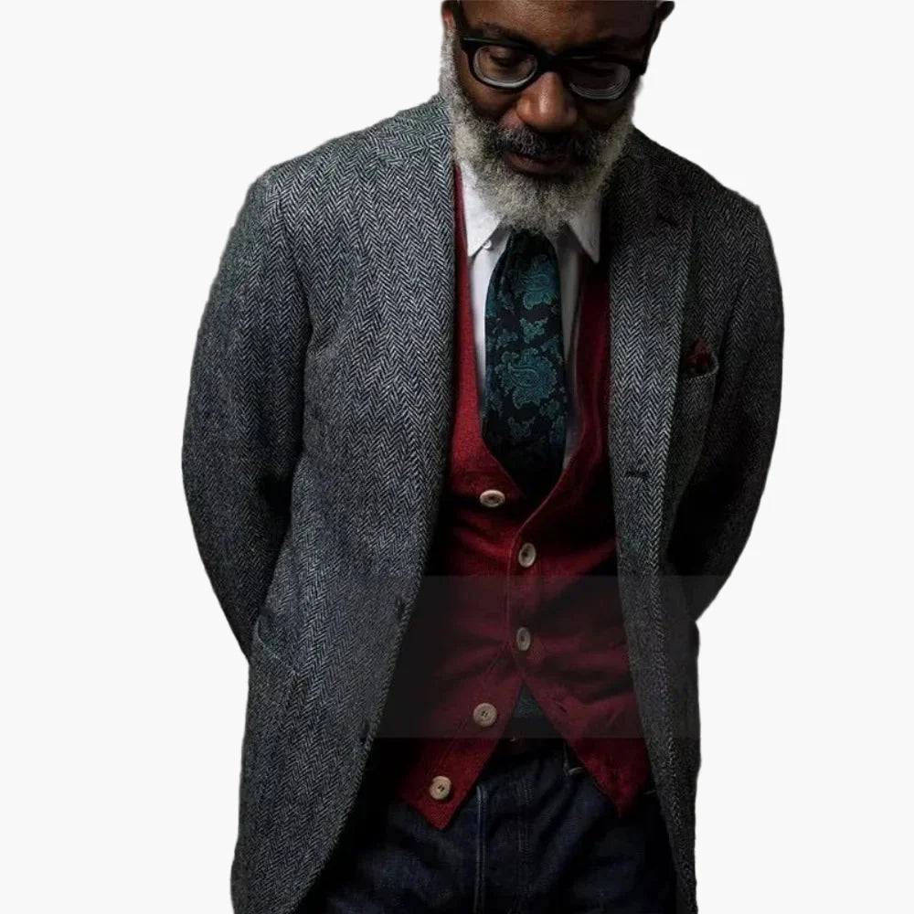 Men's blazer in classic herringbone style – elegant business and casual blazer