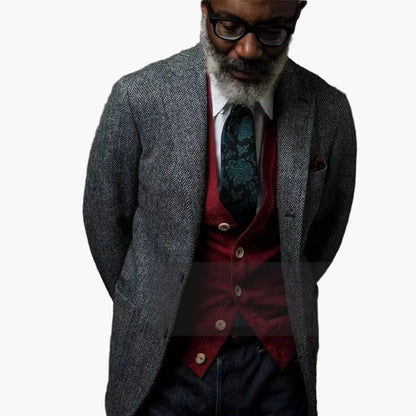 Men's blazer in classic herringbone style – elegant business and casual blazer