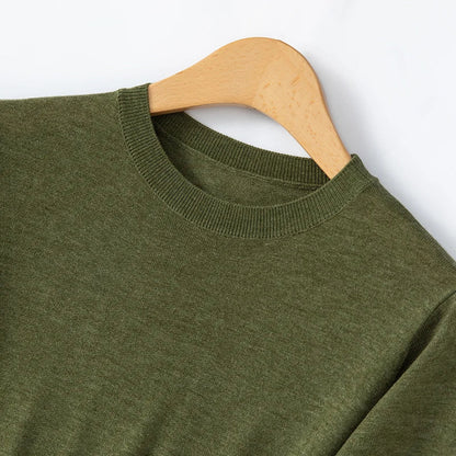 Women's short-sleeve knitted sweater, crew neck, soft sweater top