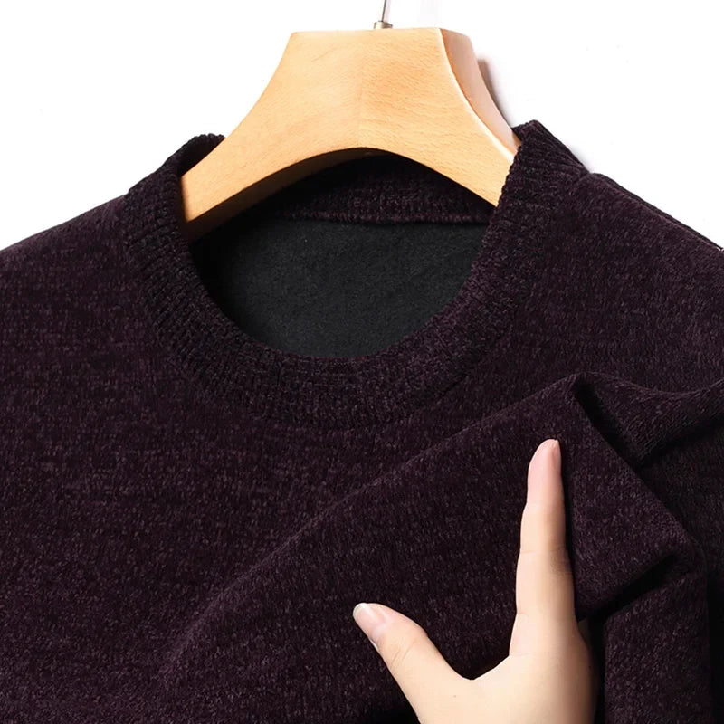Men's crew-neck long-sleeve pullover winter warm knit pullover