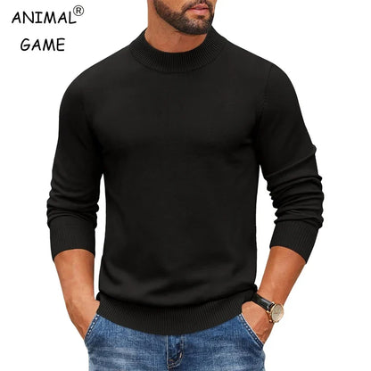 Herren Rollkragenpullover Langarm Feinstrick Mock Neck Pullover