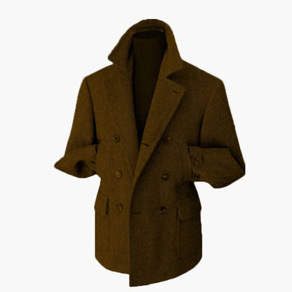 Men's Double-Breasted Vintage Business Blazer – Classic Houndstooth Look for Office & Festive Occasions