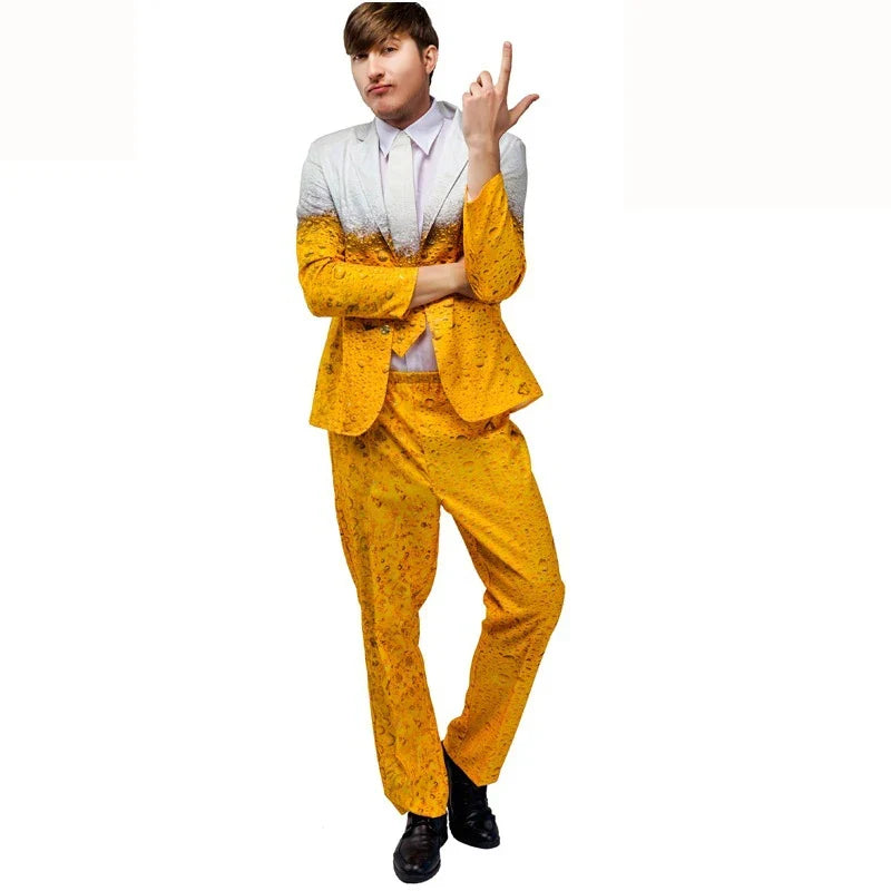 Beer costume suit with foam pattern, men’s carnival party outfit