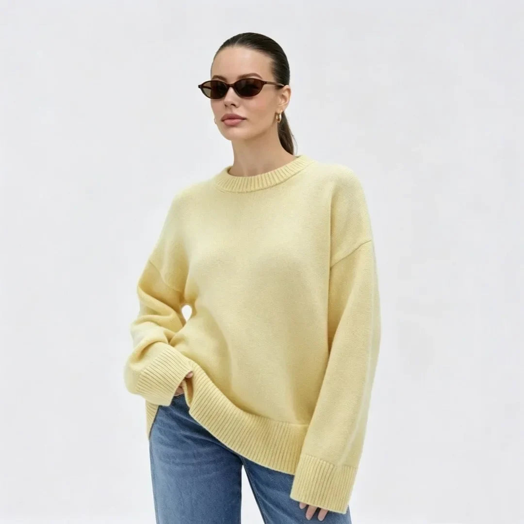 Women's Oversized Loose-Fit Crew-Neck Knit Sweater