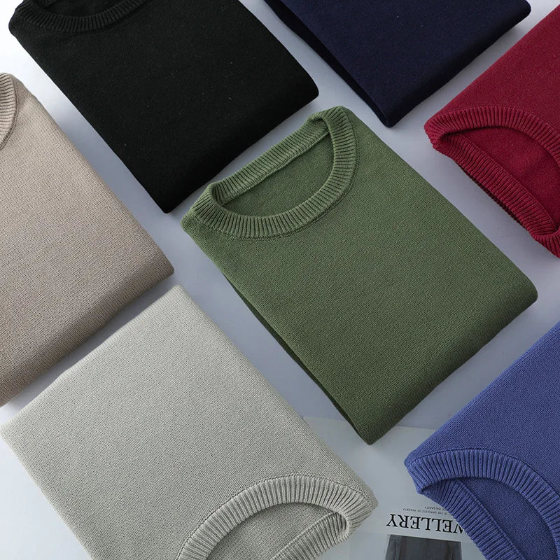 Men's crew-neck pullover knit pullover in various colors