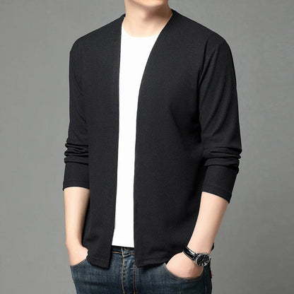 Herren Cardigan Offen Langarm V-Ausschnitt Strickjacke