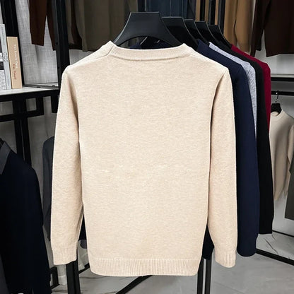 Unisex crew-neck long-sleeve basic knit pullover