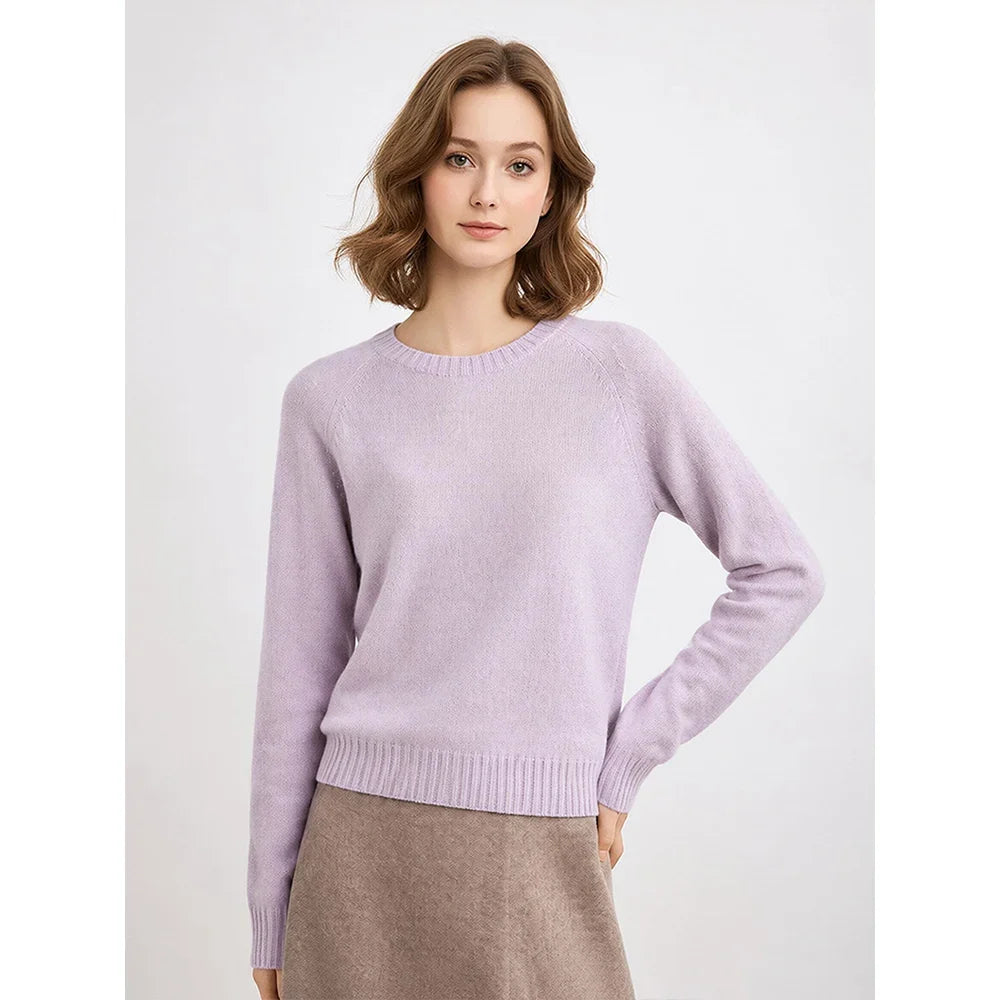 Women's Crew-Neck Sweater Long-Sleeve Basic Knit Sweater