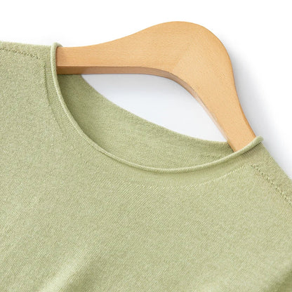 Langarm-Pullover Damen Rundhals Leichtes Material Einfarbig