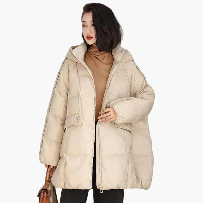 Damen Oversize Steppjacke mit Kapuze – Modischer Wintermantel für Alltag & Freizeit